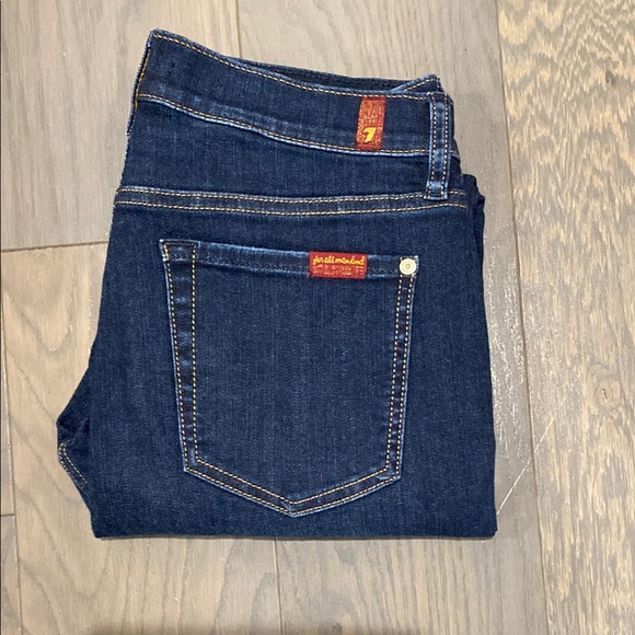 7 For All Mankind Denim - 7 For All Mankind Blue Straight Leg Jeans Premium Denim